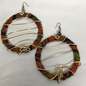 African print large hoop earrings